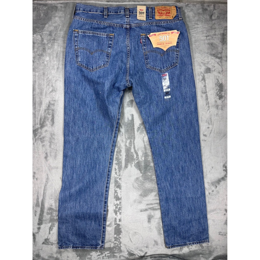 Levis 501 Original Fit Mens Jeans 38x34 Blue Denim Straight Leg Button Fly NEW - Picture 13 of 13